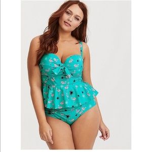 Torrid Flamingo Peplum Midkini sz 0 (= sz 12)